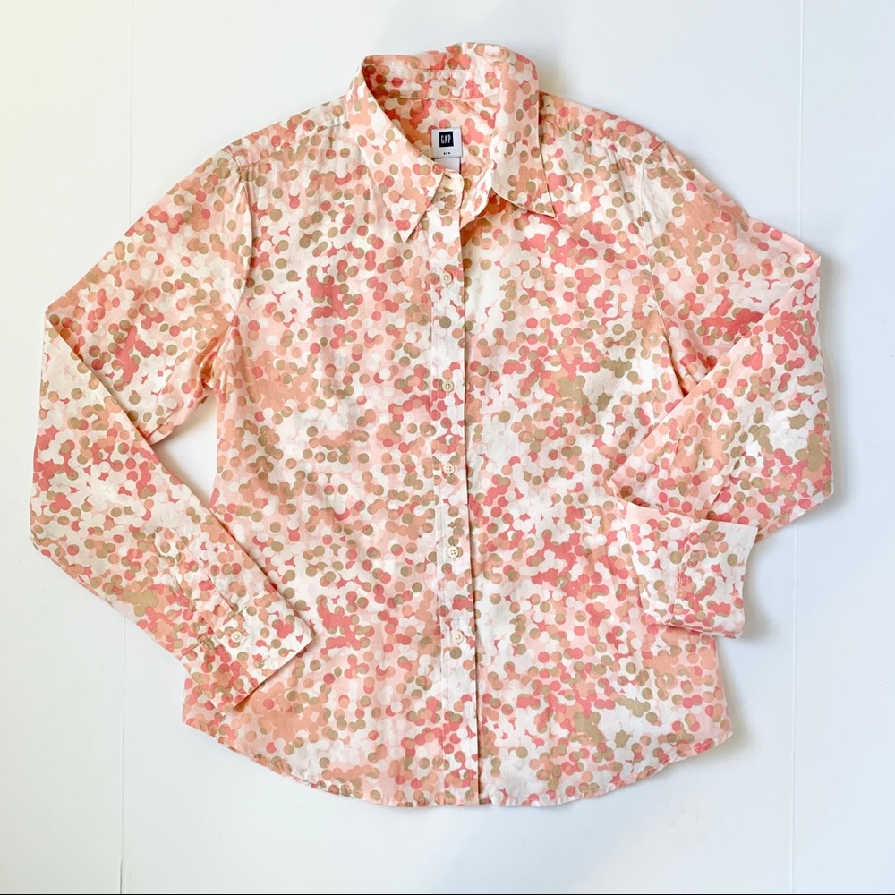 GAP Pink Bubble Long Sleeve Button Down Collar Shirt Size Medium